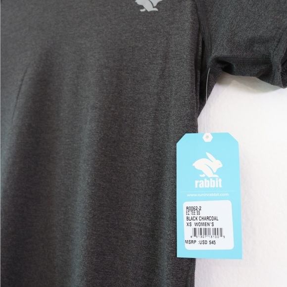 NWT Run In Rabbit Womens XS Black Charcoal EZ Tee Tshirt Top Shirt Short Sleeve - Picture 9 of 10